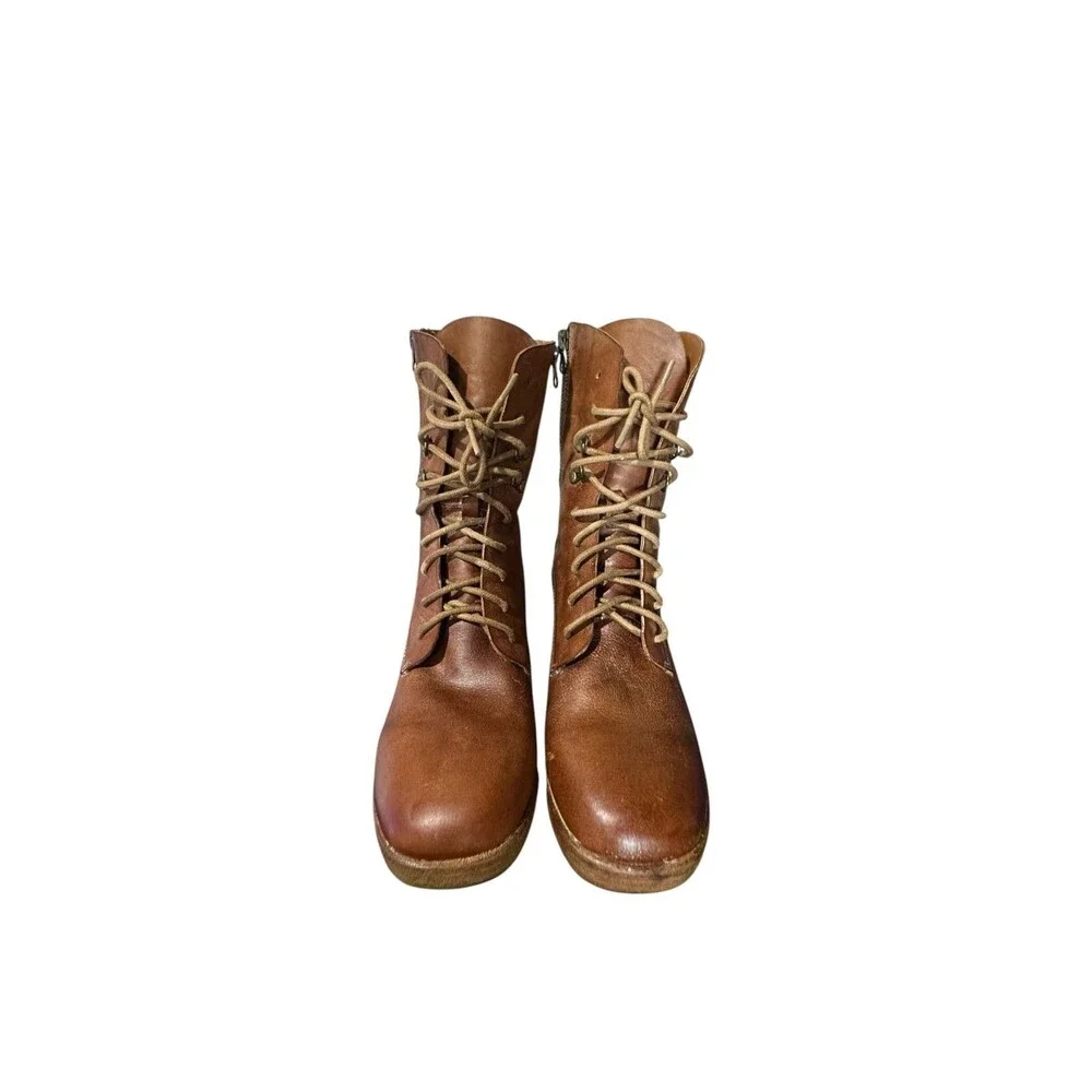 Kork-Ease Women's Raleigh Leather Ankle Boot Sz 10M Side Zip Y2K Brown Platform